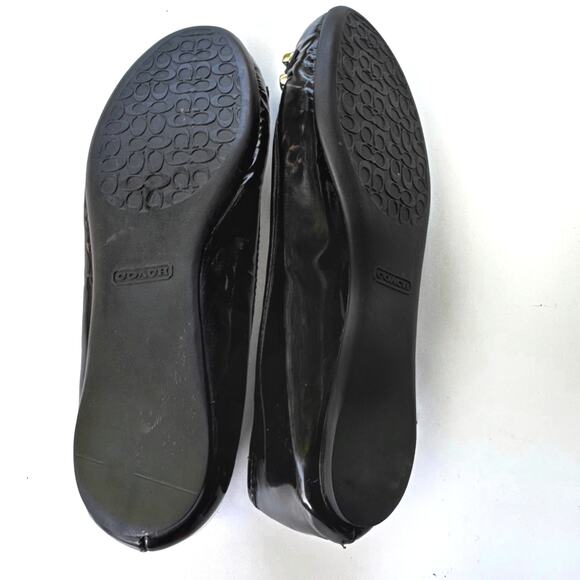Coach Black Patent Ballet Flats Gold Buckle | Vintage Y2K | Quiet Luxury Preppy - Picture 12 of 16